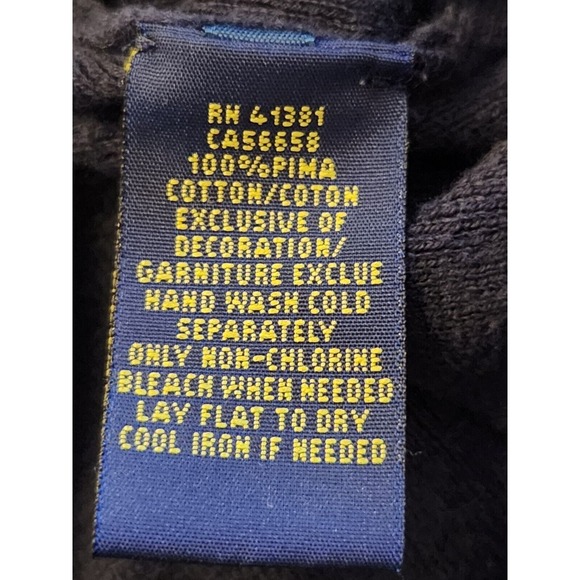 Polo Ralph Lauren Navy Men's Medium V-neck 100% Pima Cotton Sweater - Picture 6 of 7